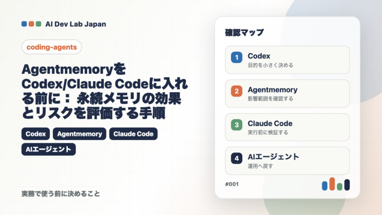 AgentmemoryをCodex/Claude Codeに入れる前に：永続メモリの効果とリスクを評価する手順