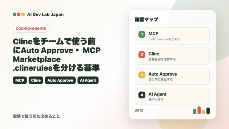Clineをチームで使う前に：Auto Approve・MCP Marketplace・.clinerulesを分ける基準