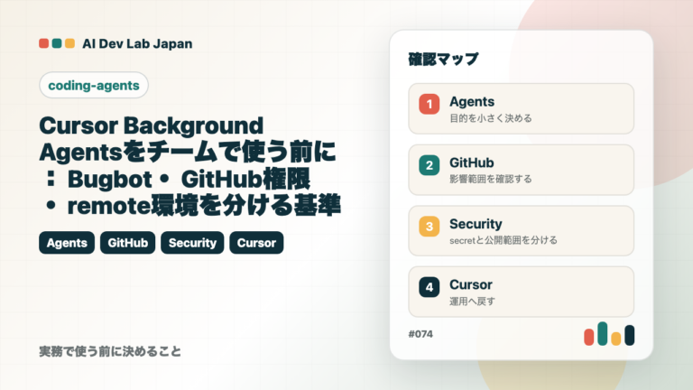 Cursor Background Agentsをチームで使う前に：Bugbot・GitHub権限・remote環境を分ける基準