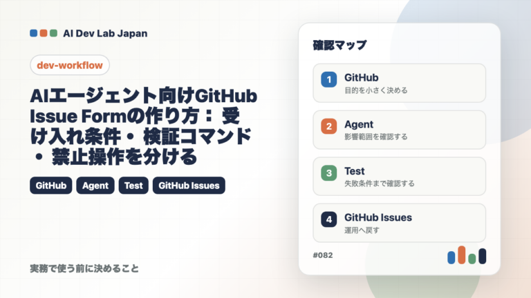 AIエージェント向けGitHub Issue Formの作り方：受け入れ条件・検証コマンド・禁止操作を分ける